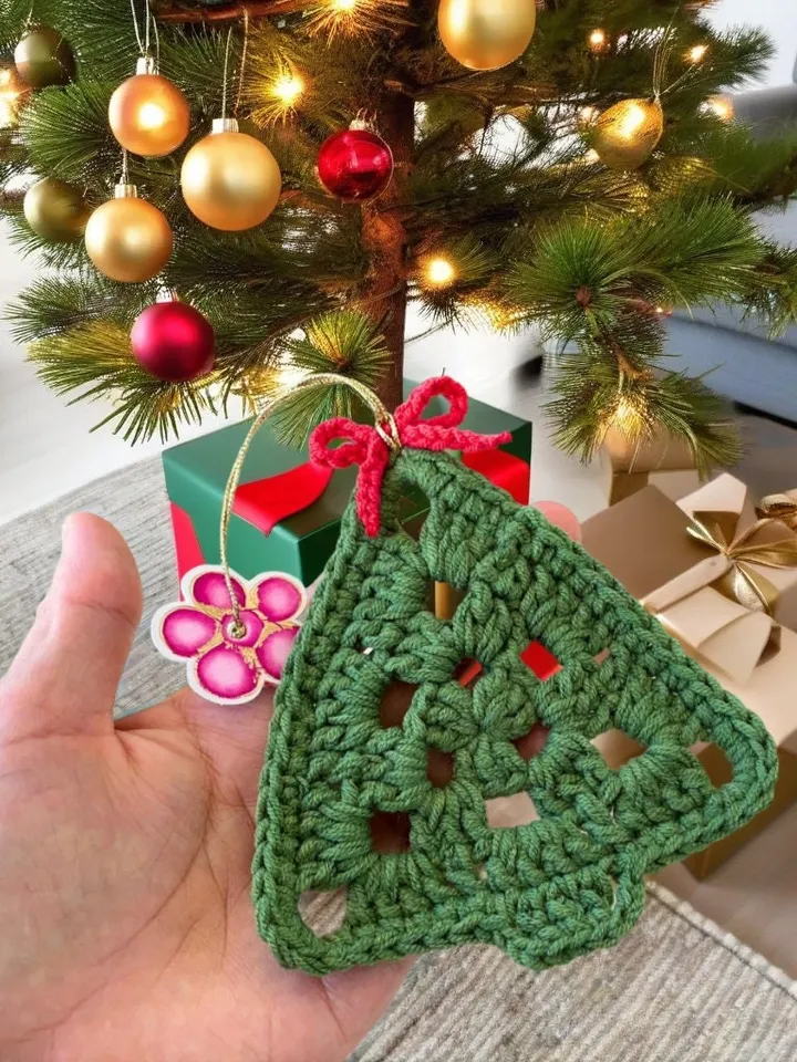Nordic Yarn Art Christmas Tree Decoration - Handmade Crochet Tree Ornament - Tree Crochet Pattern For Winter Crochet Decor