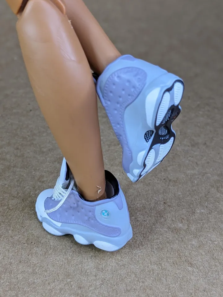 Premium purple & white sneakers for 12 inch male dolls