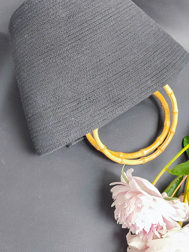 Small black bag with bamboo handles