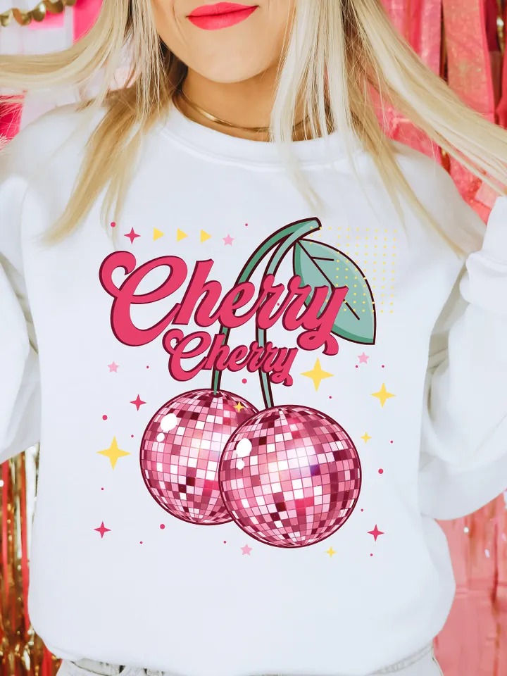 Cherry Cherry Disco Ball, Valentine day png, retro valentine png shirt, Cherry Love png, Disco Ball png, Valentines Day T Shirt Trendy Vday