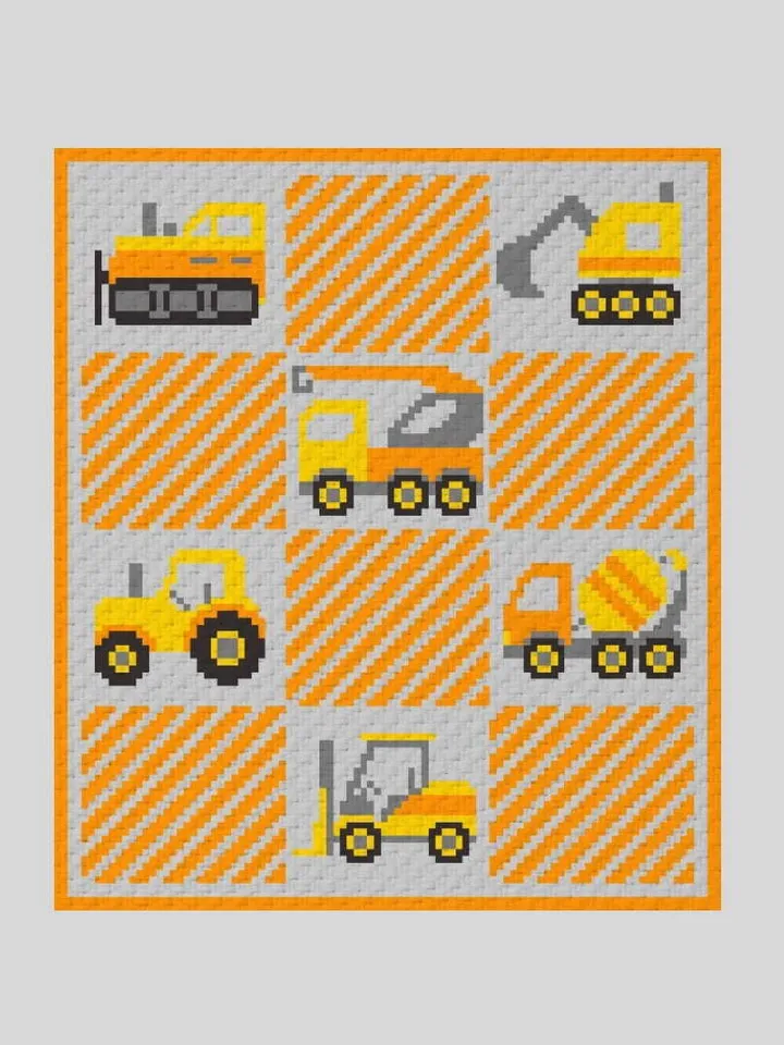 Crochet C2C Construction Vehicle graphgan blanket pattern PDF