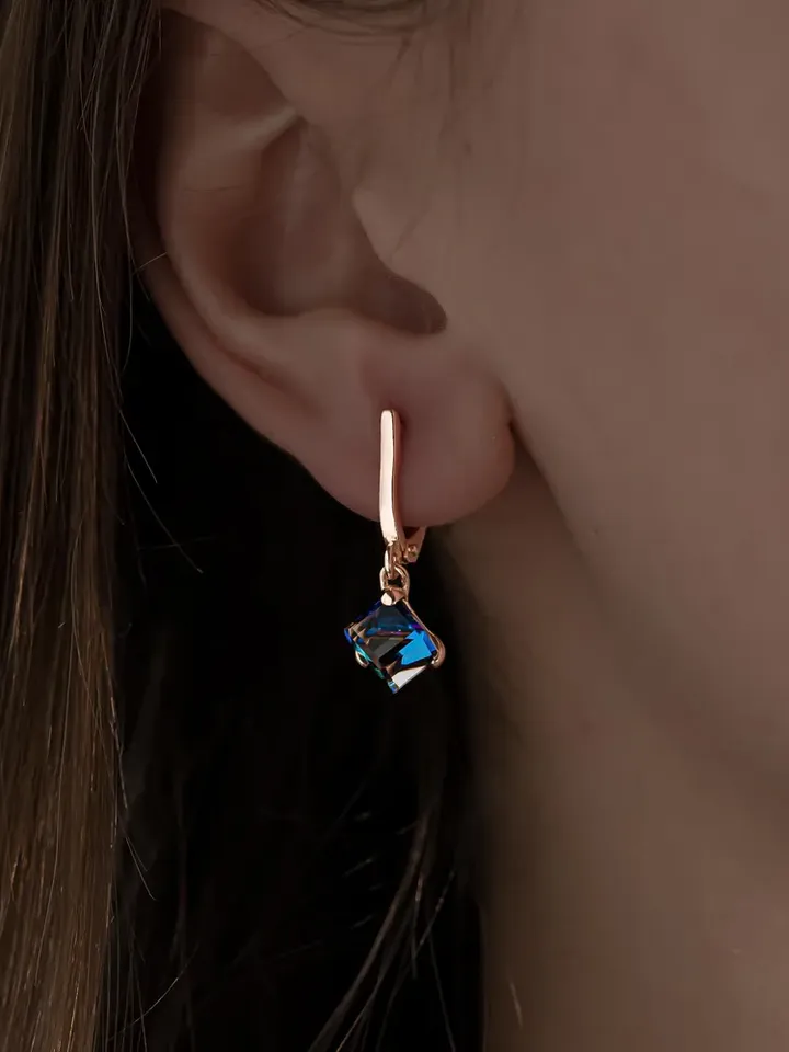 Earrings Silver gold plated 925 with cubic zirconia