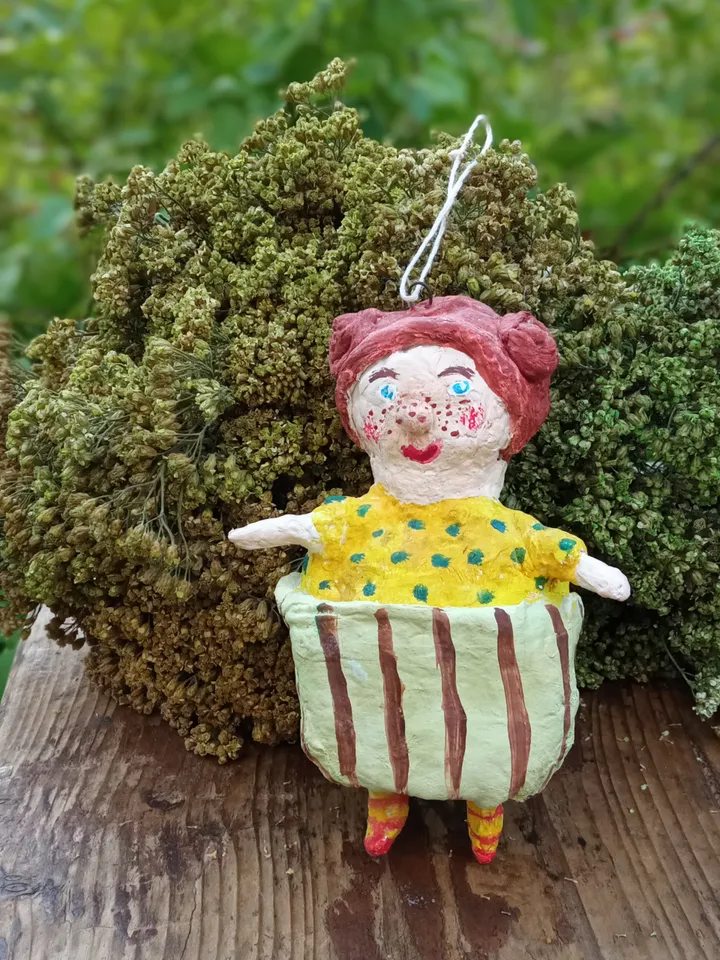 Funny Handmade Pendant Cupcake Girl Doll, Family Christmas Souvenir. Original decoration for the Christmas tree. Made in 1 copy. Free shipping