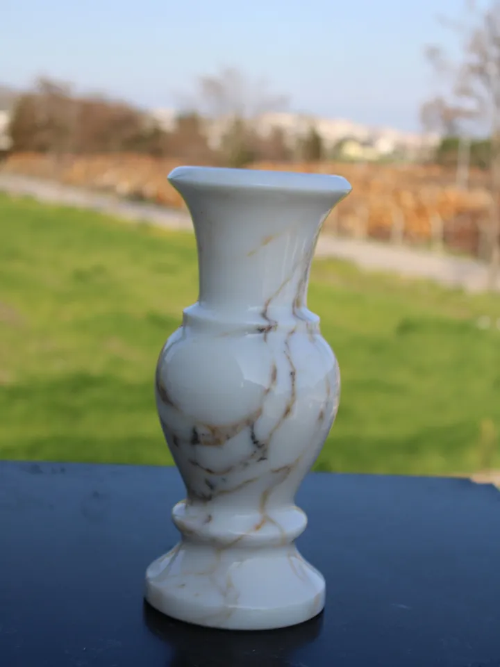 Big size marble vase is handmade from real marble sugar marble