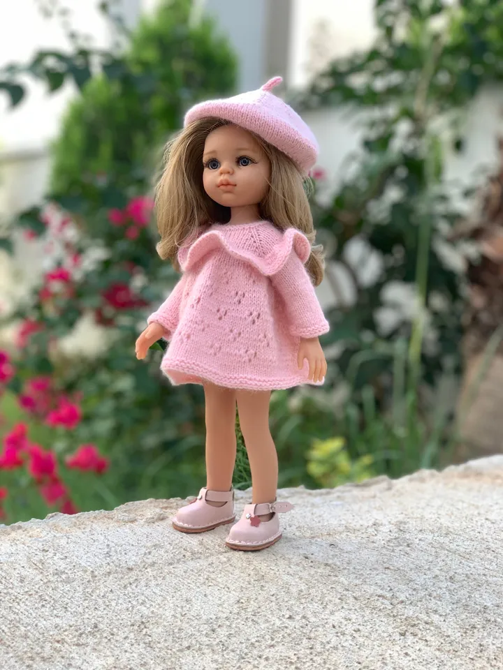 PDF Knitting Pattern Tutorial Dress with Flounce for Paola Reina doll (12&quot;/32 cm) eng