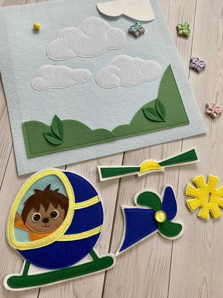 Transport Quiet book Pattern, Felt book pattern pdf, Soft montessori book tutorial, Busy book sewing ideas for kids 2, 3, 4 year old