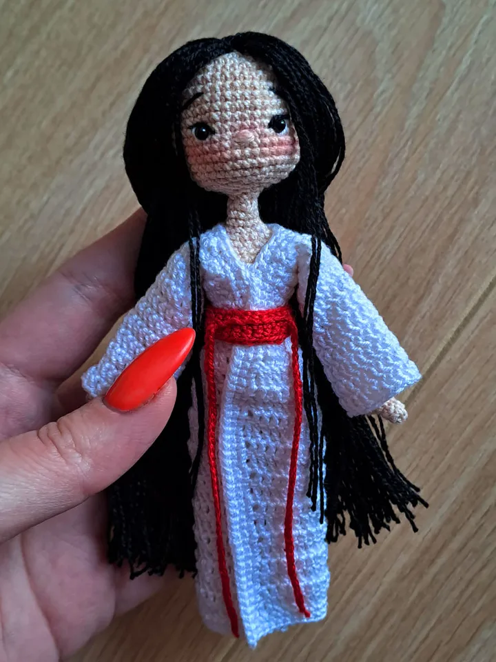 Asian crochet doll, japanese doll, handmade doll, japanese girl, unique doll