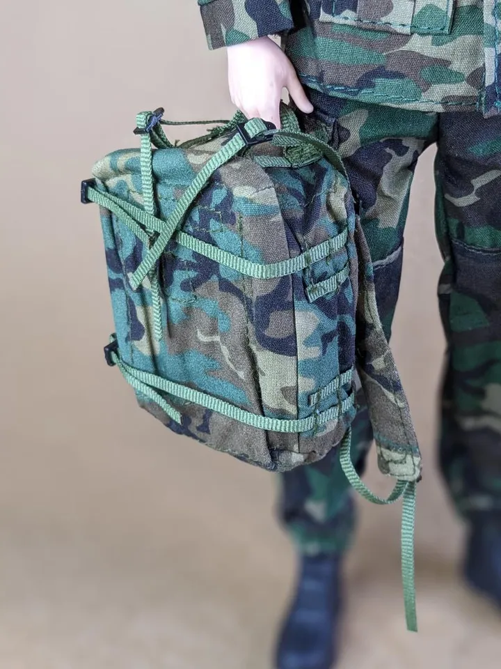 Military-style camo backpack for 12-inch fashion male dolls