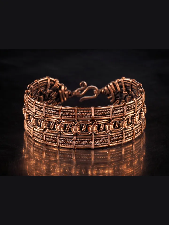 Handmade copper bracelet Unique wire wrapped metal bangle Antique style jewelry