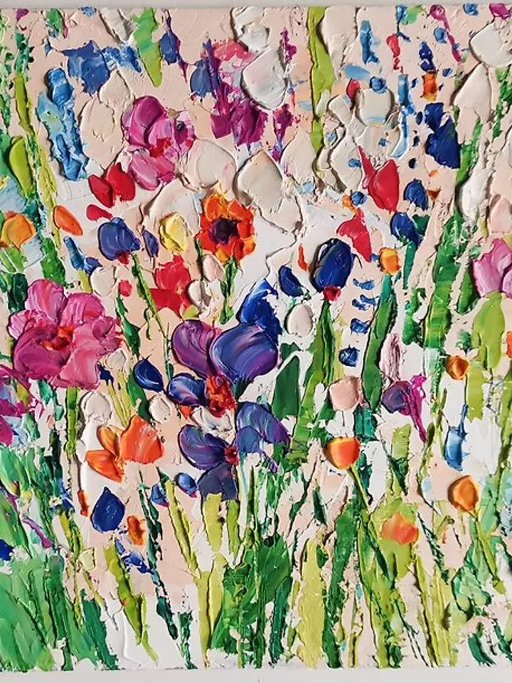 Wildflower Painting Original Art Floral Oil Painting Wall Decor Daisy Artwork