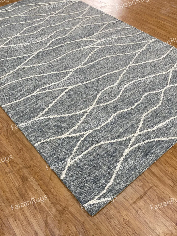 8x10 Hand Tufted Modern Rug Handmade 100% Woolen Rug High and Low Large Area Rugs for Living Dining Bedroom Custom Rug 6x9 8x10 9x12 10x14