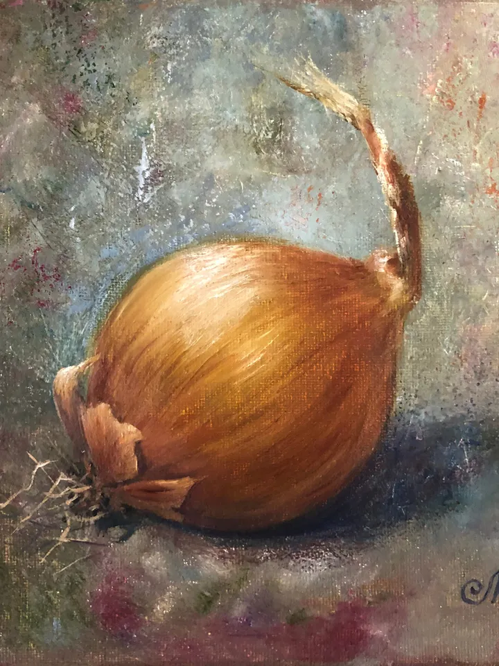Onion Painting Original Garlic Painting Vegetables Wall art Original Oil Painting