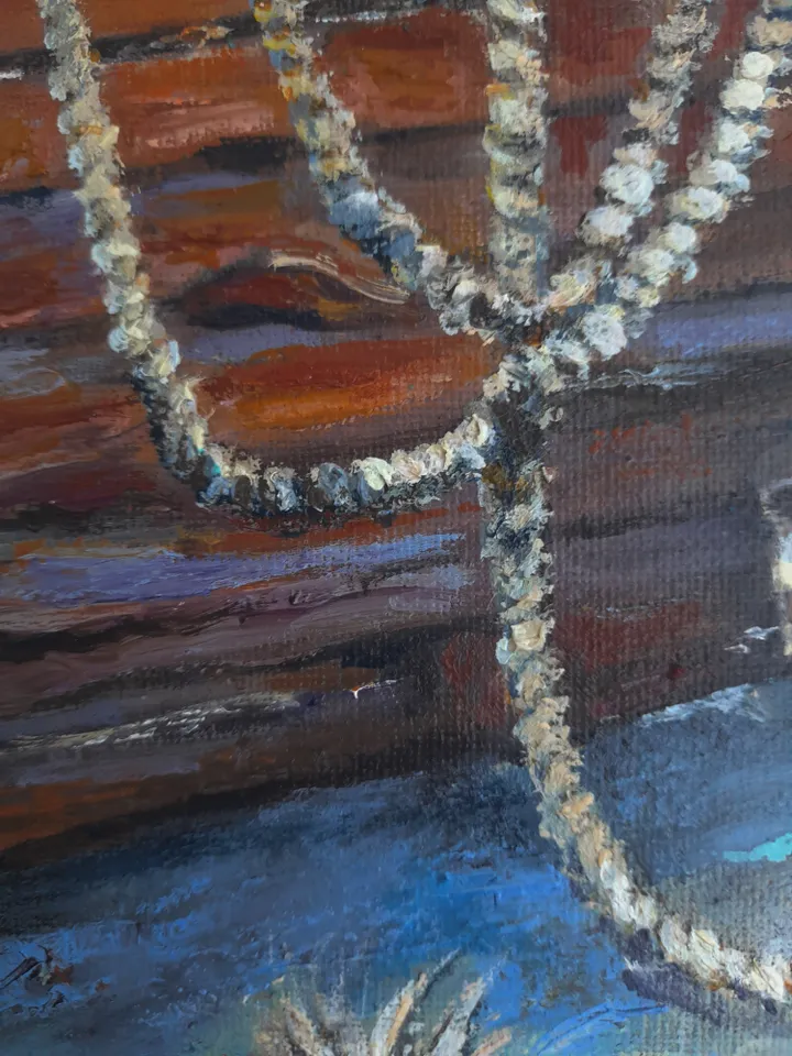 oil painting in a designer frame In an old courtyard, 12,6х10 inches (with the frame)