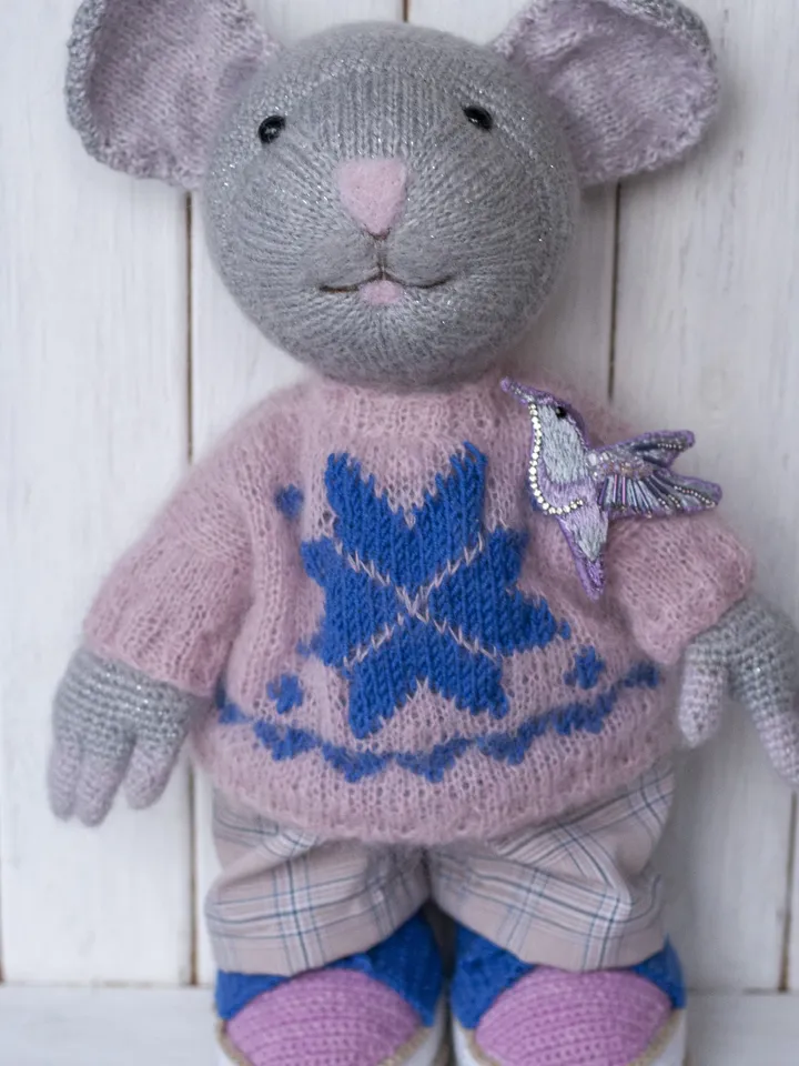 Crochet animal toy Mouse, Christmas Handmade gift stuffed animal toy, Waldorf doll, Amigurumi Mouse, Soft toy, Gift for