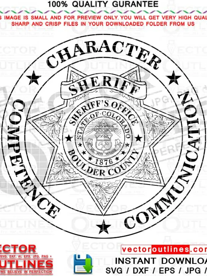 Boulder County Sheriff Star Svg Badge Vector Line art, CNC Cutting, Laser Engraving, Cricut, Vinyl Cut, Digital Cutting Machine file, Colorado