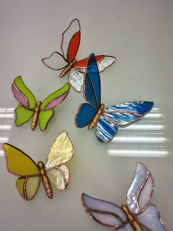 Tiffany-Style Stained Glass Butterflies, Tiffany Butterflies, Stained Glass Art, Stained Glass Butterflies in Tiffany Technique, Tiffany-Style Butterflies in Stained Glass, Tiffany Glass Butterflies, Tiffany Butterfly Stained Glass Creationss