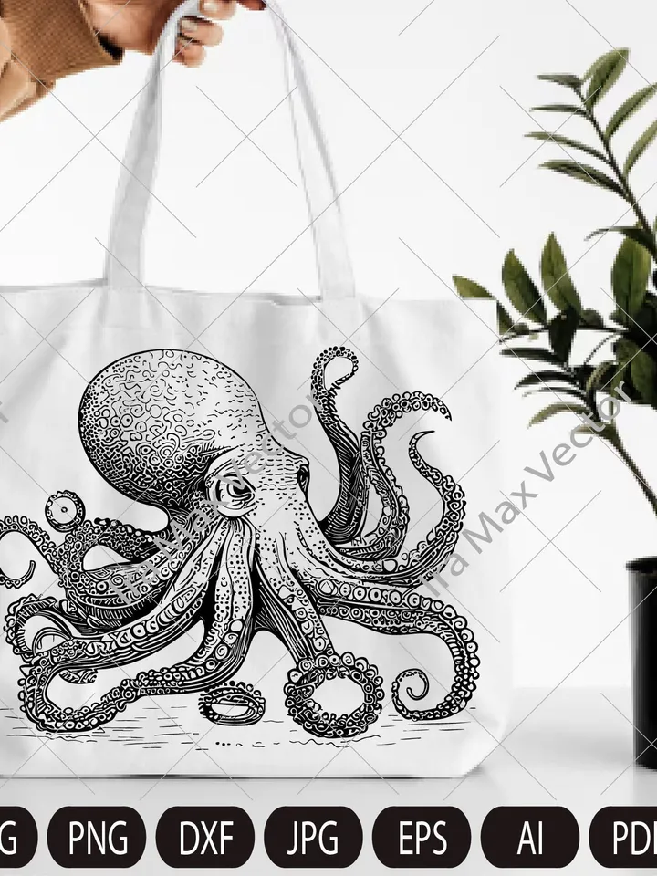 Octopus SVG, kragen svg, Octopus printable, Octopus detailed, Octopus clipart, Octopus cartoon, Octopus vector
