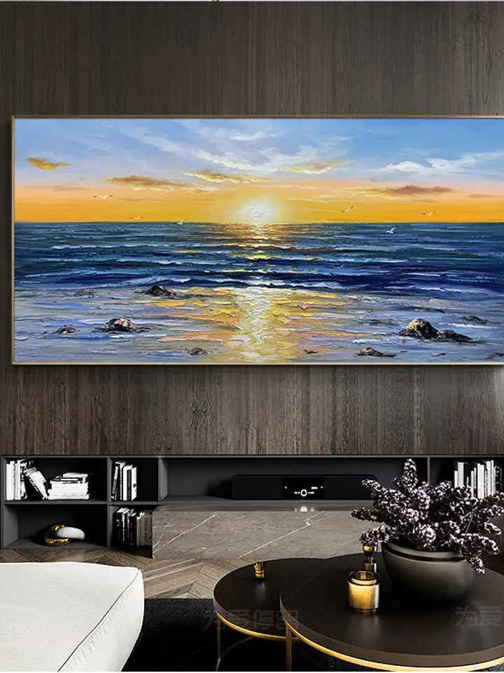 Seascape oil painting, Sunrise painting, Sea painting, Extra large oil painting, Sky oil painting, Canvas art, Art decoration, Bedroom art