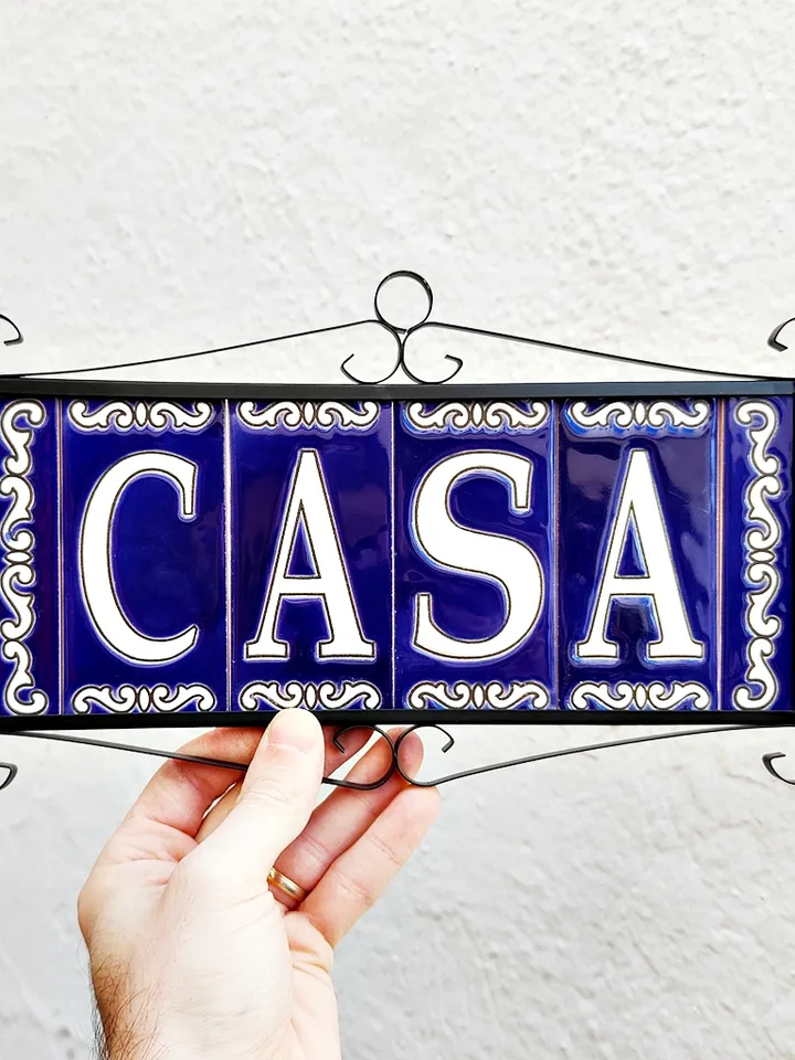 Ceramic letters and numbers 11cm (4.3") for the wall - Hand-glazed in Spain - "AZUL-FONDO" models - Ceramic letters number -