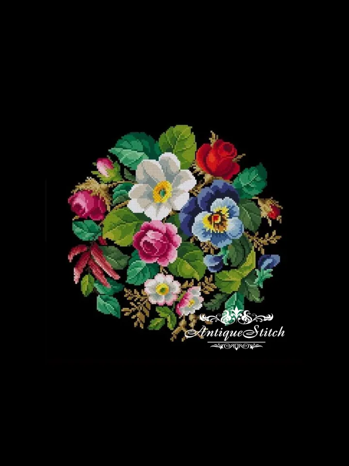 Berlin Woolwork Bouquet 89 Vintage Cross Stitch Pattern PDF Compatible Pattern Keeper