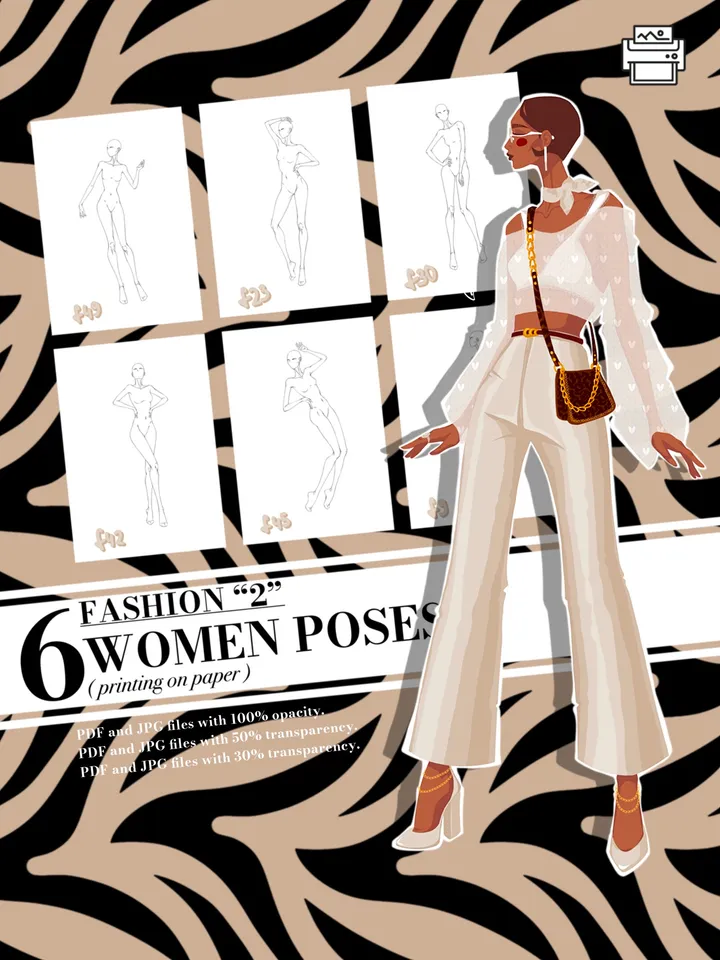 Templates, Body poses of female figure, set "Fashion 2"