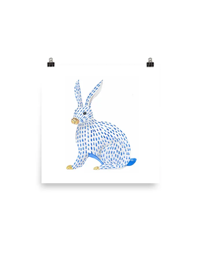 Blue And White Ginger Jar Vase Set Of 3  Watercolor Rabbit Asian Art Gift For Her Chinese Porcelain Vase Prints Classic  Porcelain Art Print
