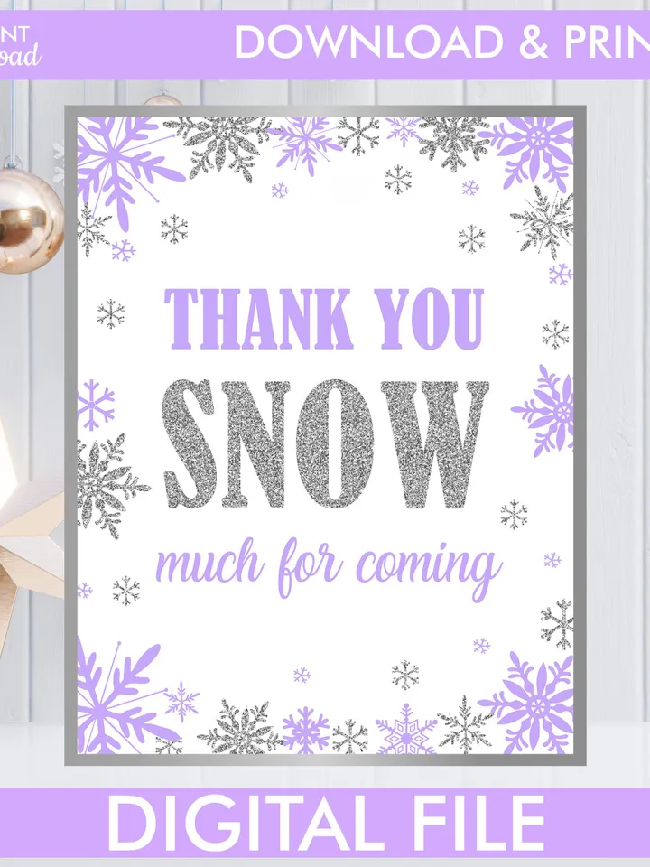 Winter Onederland Signs, Winter Onederland Birthday Girl Decorations, Purple Silver Snowflakes First Birthday Decorations Instant Download