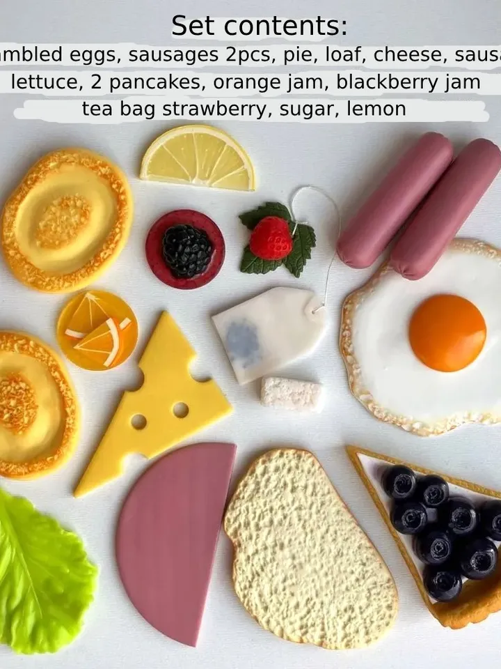 Toy Food Set of Products for Children's Kitchen Breakfast with Pancakes 16 toys