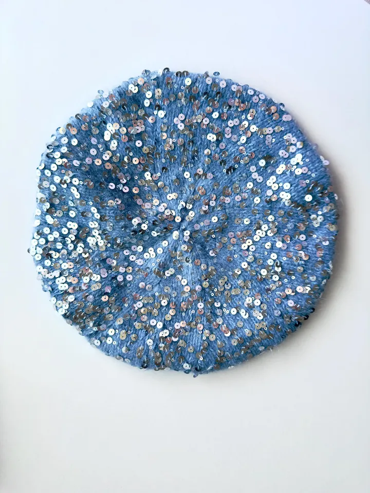 EASY seamless sequin knitted beret PDF Pattern & Tutorial - for beginners
