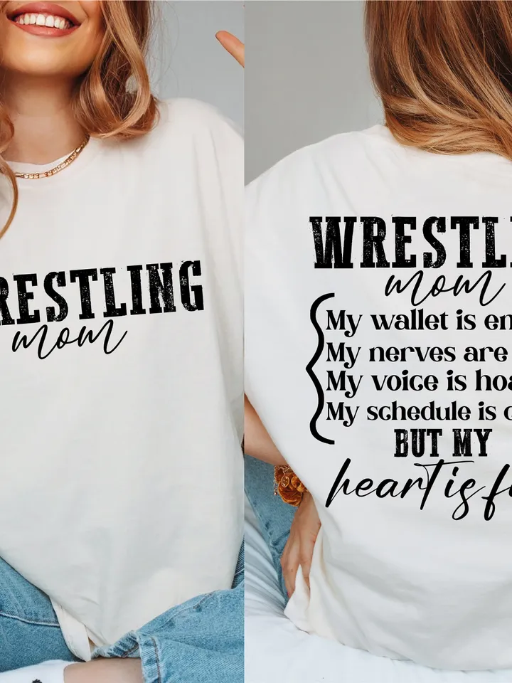 Wrestling Mom Wallet is Empty Heart is Full Shirt, Wrestling mom svg, Wrestling mother svg, PNG Digital Download