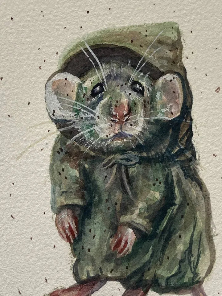 Rat Painting Original Cute Rat Art Small Watercolor Painting Animal Artwork Wizard Animal Illustration Mice Art 4 by 6 Wall Decor