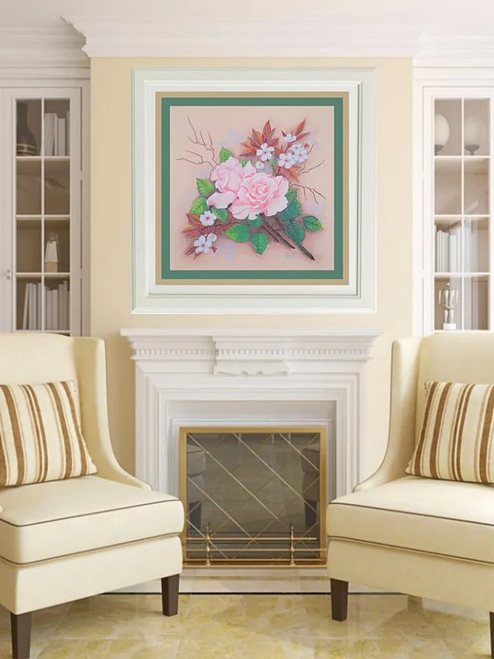 Roses Painting Cherry Blossom Original Art Floral Wall Art Pink Flower Painting