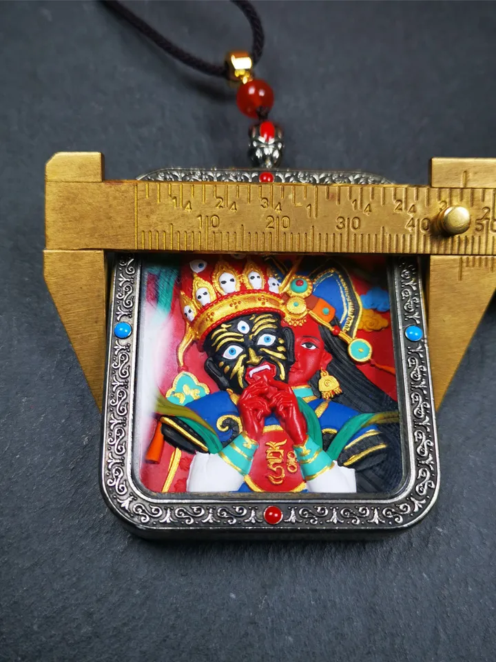 Gandhanra Handmade Tibetan Gau Ghau Shrine,Consecration Shri Devi Tsa Tsa,Drashi Lhamo,Zashi Lhamo,Mini Tibetan Buddhist Altar Amulet