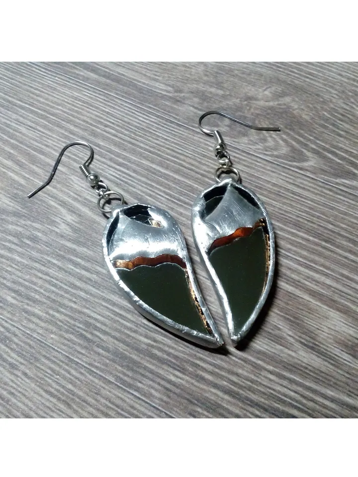 Bat wings mirror earrings, Goth witchy earrings, Tin soldered, witch earrings, Halloween, witchy earrings, Bat lover
