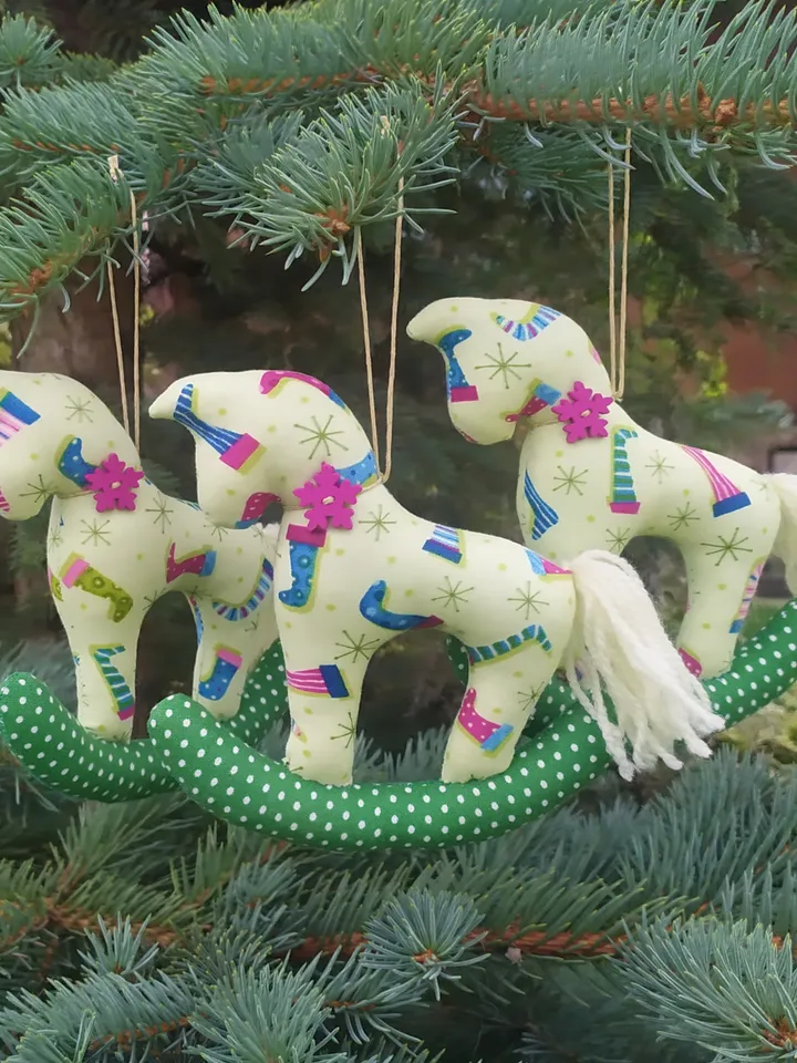 Christmas decorations, 3pcs/ Textile horse/ Christmas present
