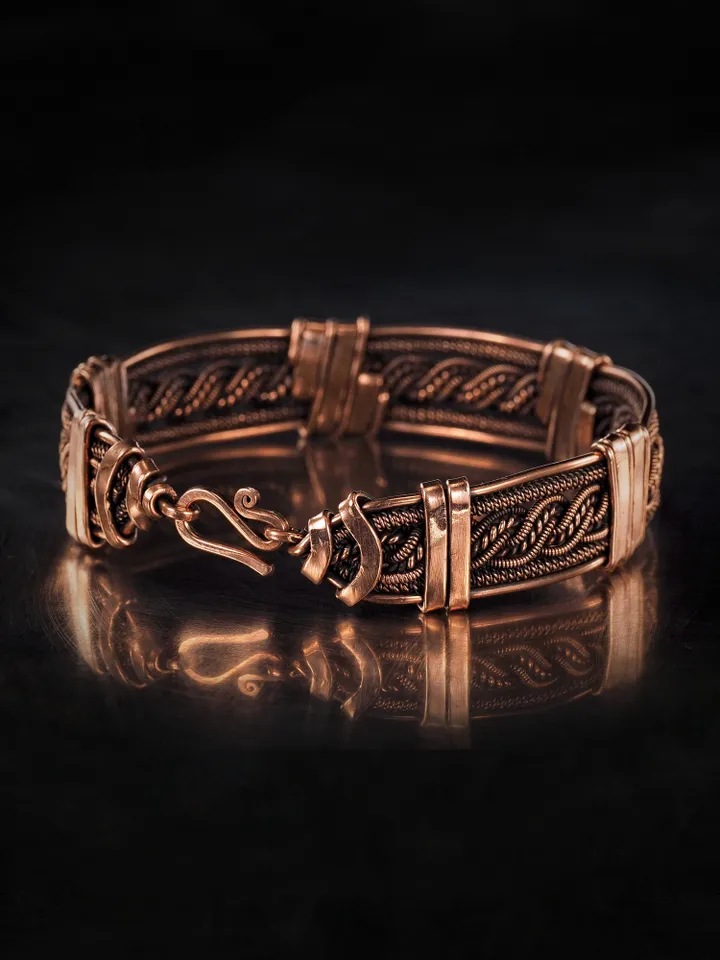 Woven copper wire bracelet Antique style handcrafted copper jewelry Unique gift