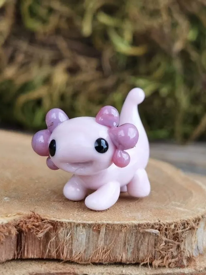 Glass axolotl figurine Tiny axolotl gifts miniature axolotl decor Blown glass art axolotl ornaments Axolotl Aquarium decor Tank Fish