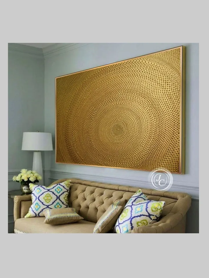 Gold Abstract Wall Art Glittery Golden Painting Textured art on Canvas Abstract painting Above bed decor by Juliya JC