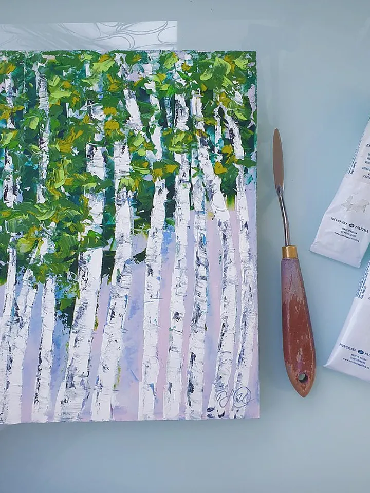 Birch Painting Tree Original Art Forest Wall Art Aspen Painting Oil Impasto Art
