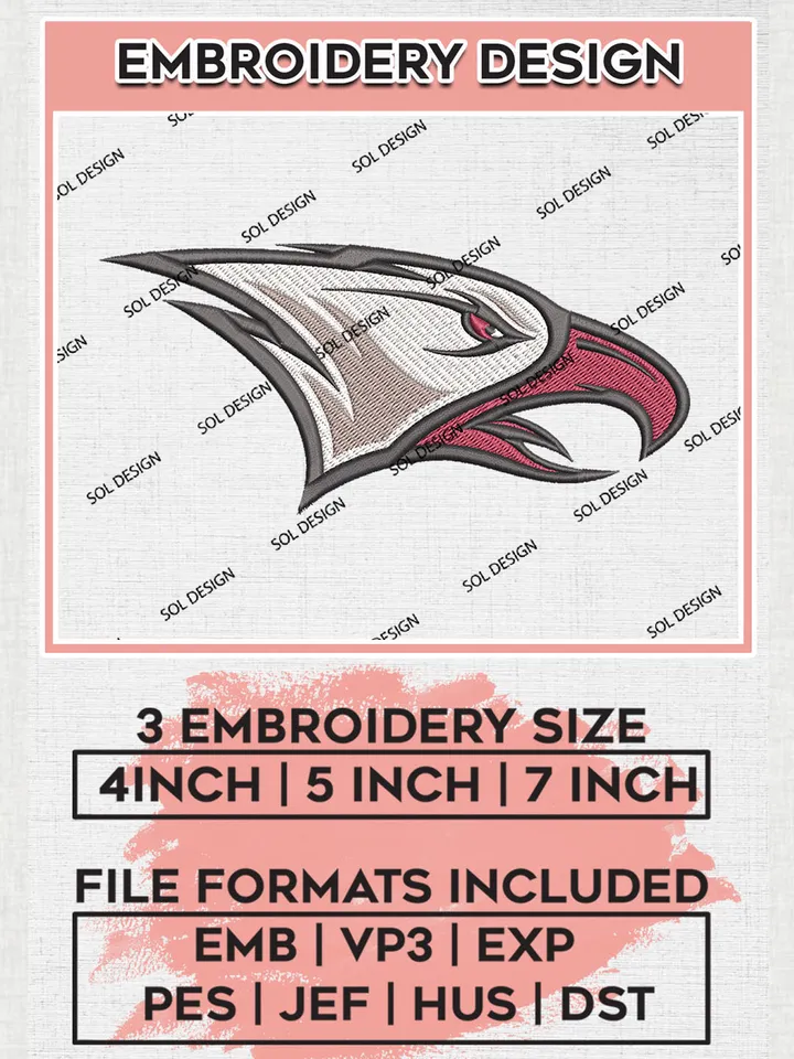 North Carolina Central Eagles Logo Machine Embroidery Design, NCAA NCCU Eagles Embroidery Design Design files, NCAA Embroidery Designs, NCAA Machine Embroidery Designs, Digital Download