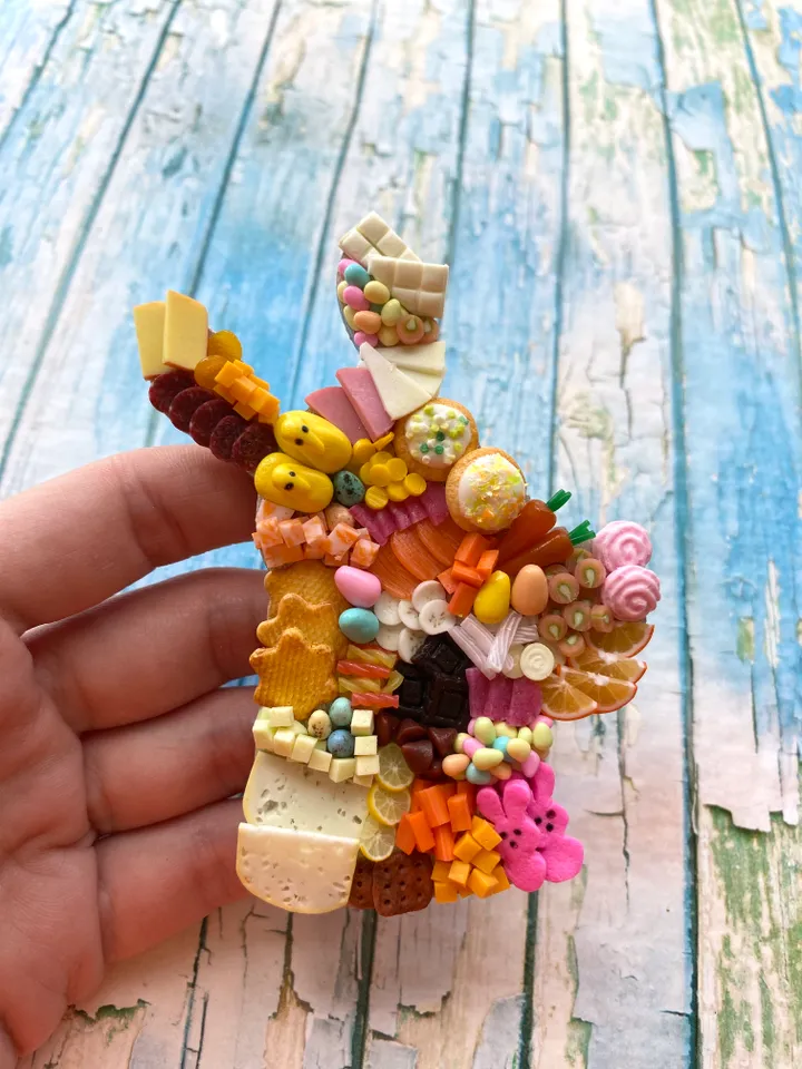 Magnet Miniature Easter Charcuterie Board with Polymer Clay Souvenir