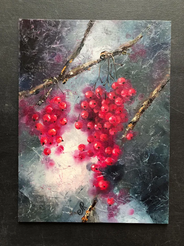Fruits Original Painting Berries Oil Wall Art Still Life Kitchen Fruits Painting