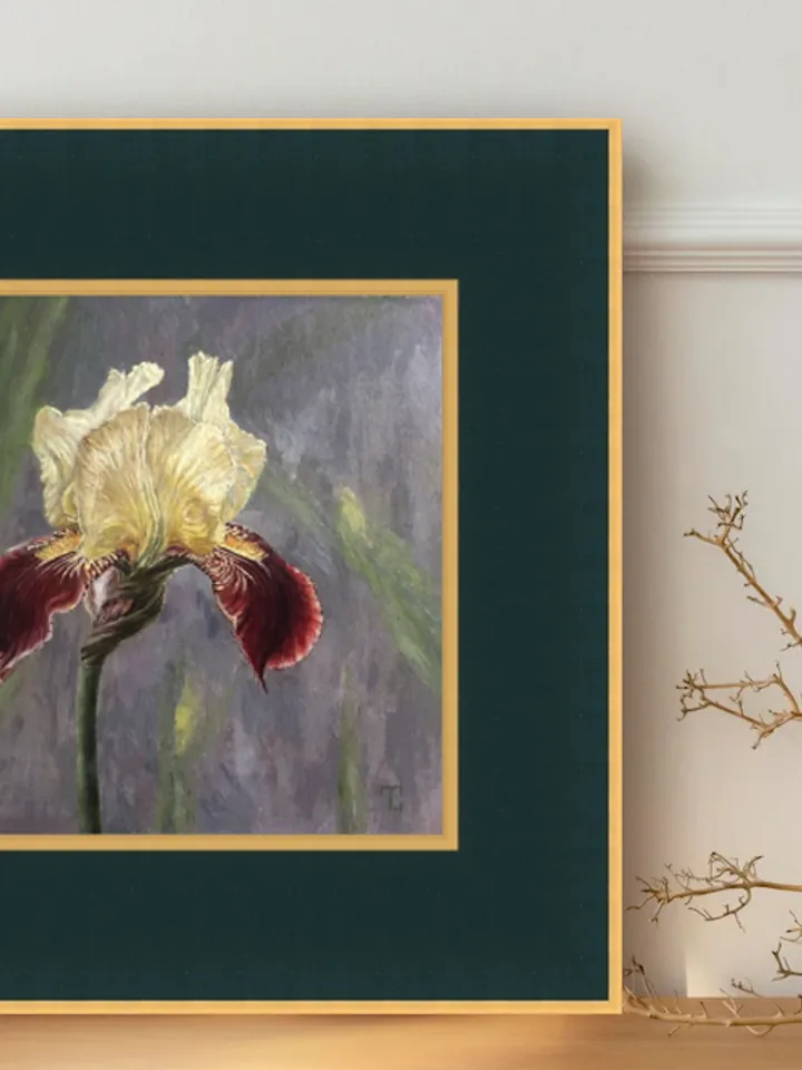 "Iris" oil small painting flower stilllife original wall art picture artwork floral