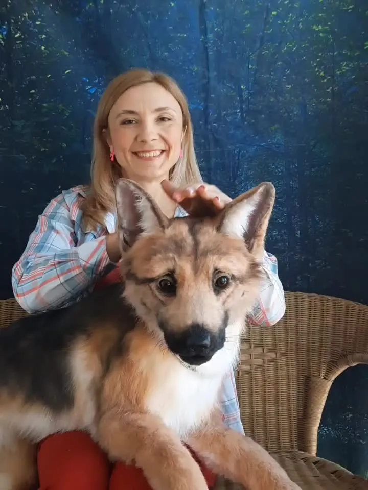 German Shepherd realistic plush toy