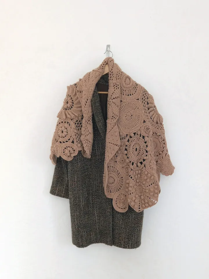 Shawl in Boho style with a clasp Unusual Gift accessory