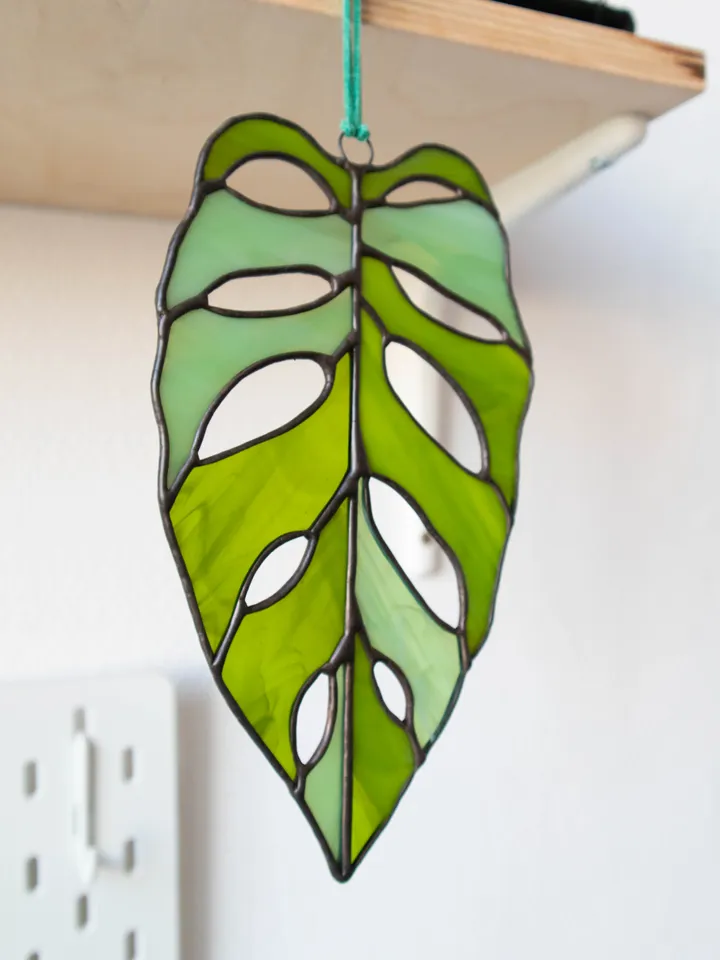 Digital stained glass monstera pattern