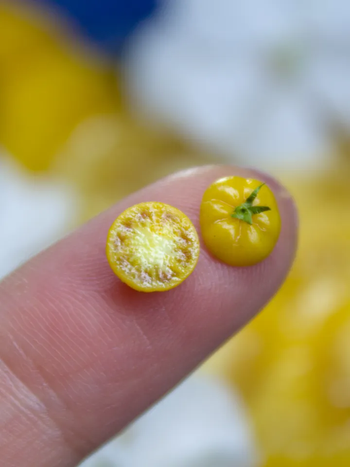 TUTORIAL Miniature big yellow tomato cane with polymer clay