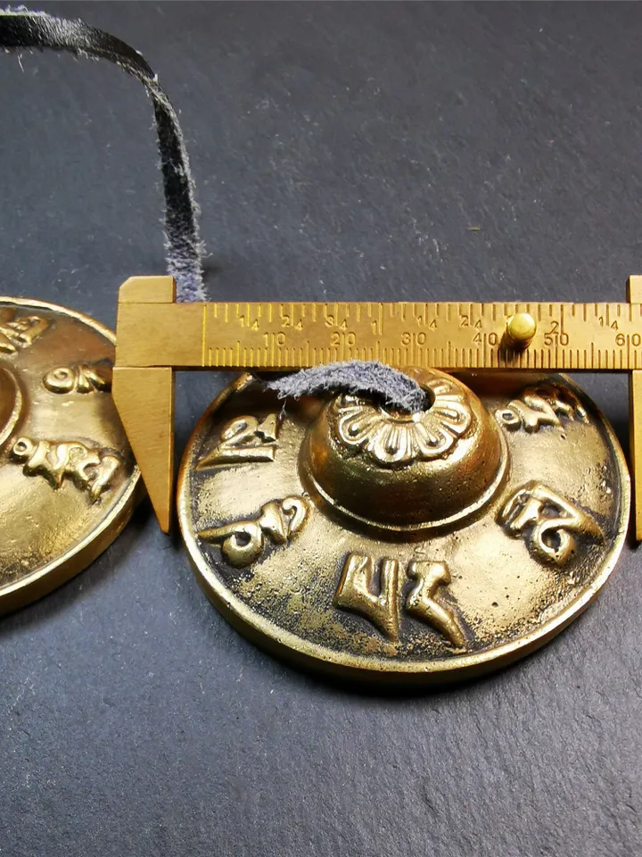 Gandhanra 6.5cm Tibetan Cymbals,Tingsha Bell,Buddhism Ritual Implement,Handmade in Nepal,Om Mani Padme Hum Mantra