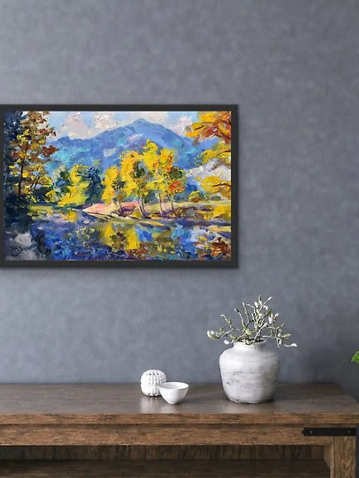 California Painting Mountains Landscape America Yosemite National Park Autumn