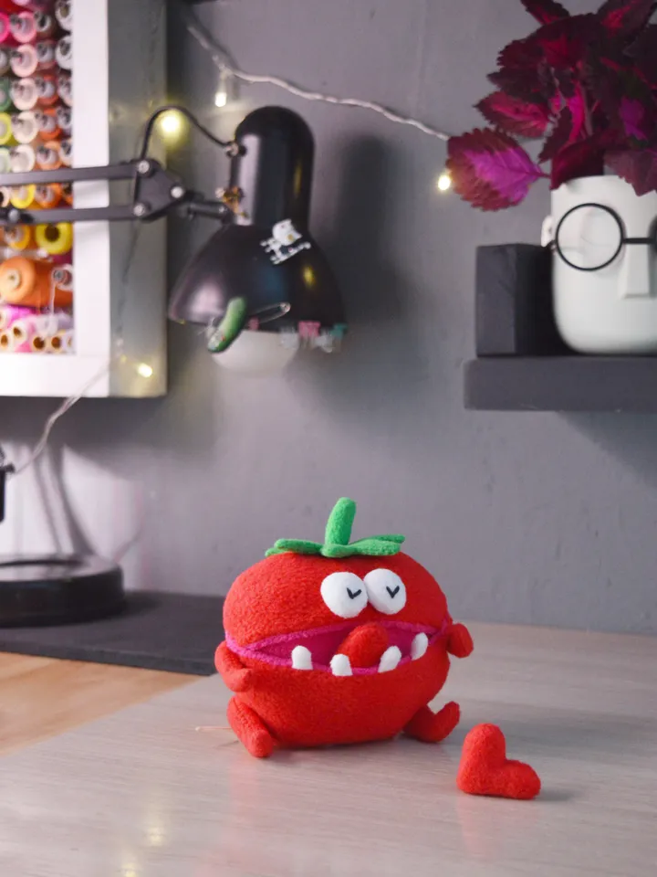 Plush Tomato PDF Pattern – Fleece Toy with Mouth & Limbs